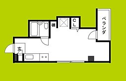 ウエストヒルズ幸紀 ワンルームの間取図画像