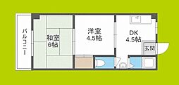 リアライズ北加賀屋 2DKの間取図画像