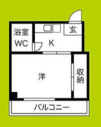 プレアール平野東 1Kの間取図画像