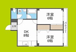 マンションマウンテン御崎 2DKの間取図画像