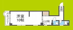 パークサイド長居 1Kの間取図画像
