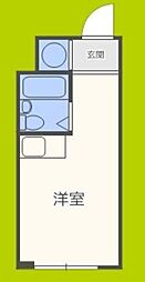 パインリーフ天下茶屋 ワンルームの間取図画像