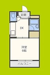 サンメゾン大山 1DKの間取図画像