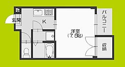 メルヴェーユ 1Kの間取図画像