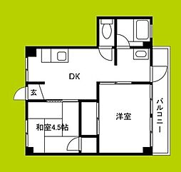 ユートーマンション 2DKの間取図画像