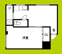 シュウケンビル 1LDKの間取図画像