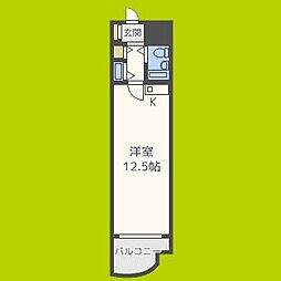 ハピネス上六 ワンルームの間取図画像