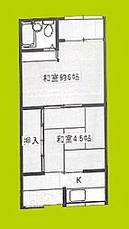 オリーブハイツ放出東 2Kの間取図画像