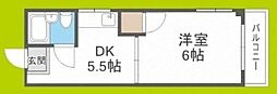 プラザハイツオオニシ 1DKの間取図画像