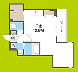 ドゥーエ南堀江 ワンルームの間取図画像