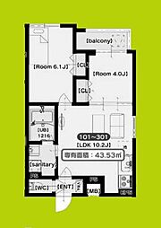 プレミア大日 2LDKの間取図画像