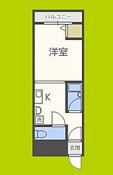 エスポワール夕凪 ワンルームの間取図画像