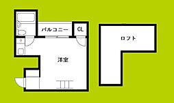 メゾネット北野 1Kの間取図画像