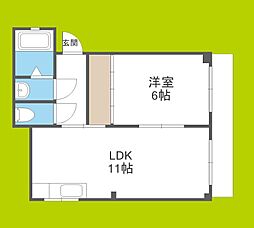 文栄マンション 1LDKの間取図画像