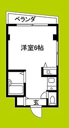 メゾンアンティーム ワンルームの間取図画像