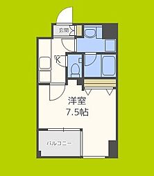 レジディア江戸堀 1Kの間取図画像
