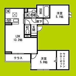 Passaro Grande北田辺 2LDKの間取図画像