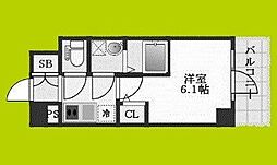 エスリード弁天町NORTHRESIDENCE 1Kの間取図画像
