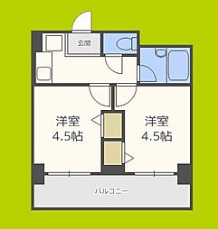 木川東エクセルハイツ 2Kの間取図画像