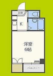 セラ北加賀屋B ワンルームの間取図画像
