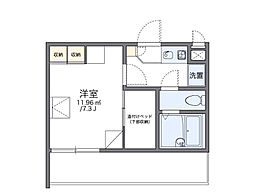 レオパレスセジュール新保 1Kの間取図画像