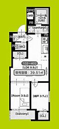 CALME 1SLDKの間取図画像