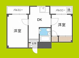 シャトー平野 ワンルームの間取図画像
