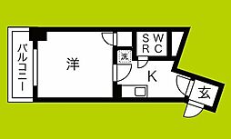 レックビル 1Kの間取図画像