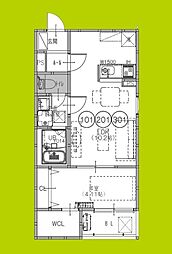 藤井寺市道明寺4丁目アパート 1LDKの間取図画像