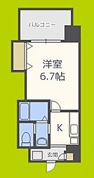Luxeドーム前2 1Kの間取図画像