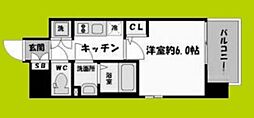エスリード心斎橋EAST 1Kの間取図画像