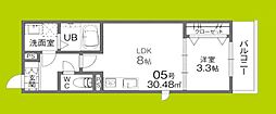 グローハイツ若江 1LDKの間取図画像