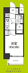 エグゼ大阪BAY CITY 1Kの間取図画像