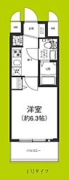 エグゼ大阪BAY CITY 1Kの間取図画像