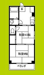 南野マンション 2Kの間取図画像