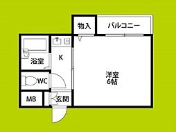 グローリーワン 1Kの間取図画像