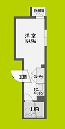 ビバリーヒルズ北島東 ワンルームの間取図画像