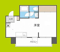 グランドール江戸堀 ワンルームの間取図画像