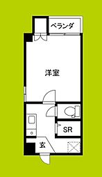 大国町レジデンス 1Kの間取図画像