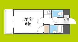 コレクション西田辺 1Kの間取図画像