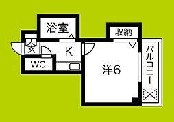 ポニークレスト上新庄 1Kの間取図画像