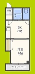 アレマーナ北加賀屋 1DKの間取図画像
