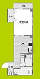 東梅田レジデンス 1DKの間取図画像