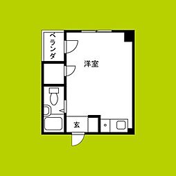 フローラハイツ千代崎 ワンルームの間取図画像