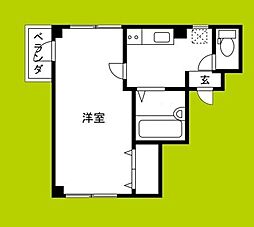 アヴィBjハウス橘 1Kの間取図画像