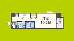 Aden江戸堀 1Kの間取図画像