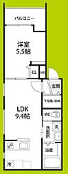 シェリル城北公園 1LDKの間取図画像