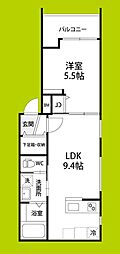 シェリル城北公園 1LDKの間取図画像
