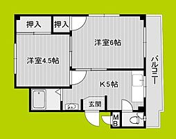 田野マンション 2DKの間取図画像