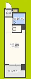 パークサイド上本町駅前 ワンルームの間取図画像